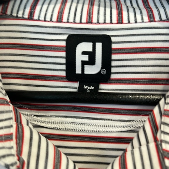 Foot Joy golf shirt size XXL white gray and red striped - Picture 3 of 5